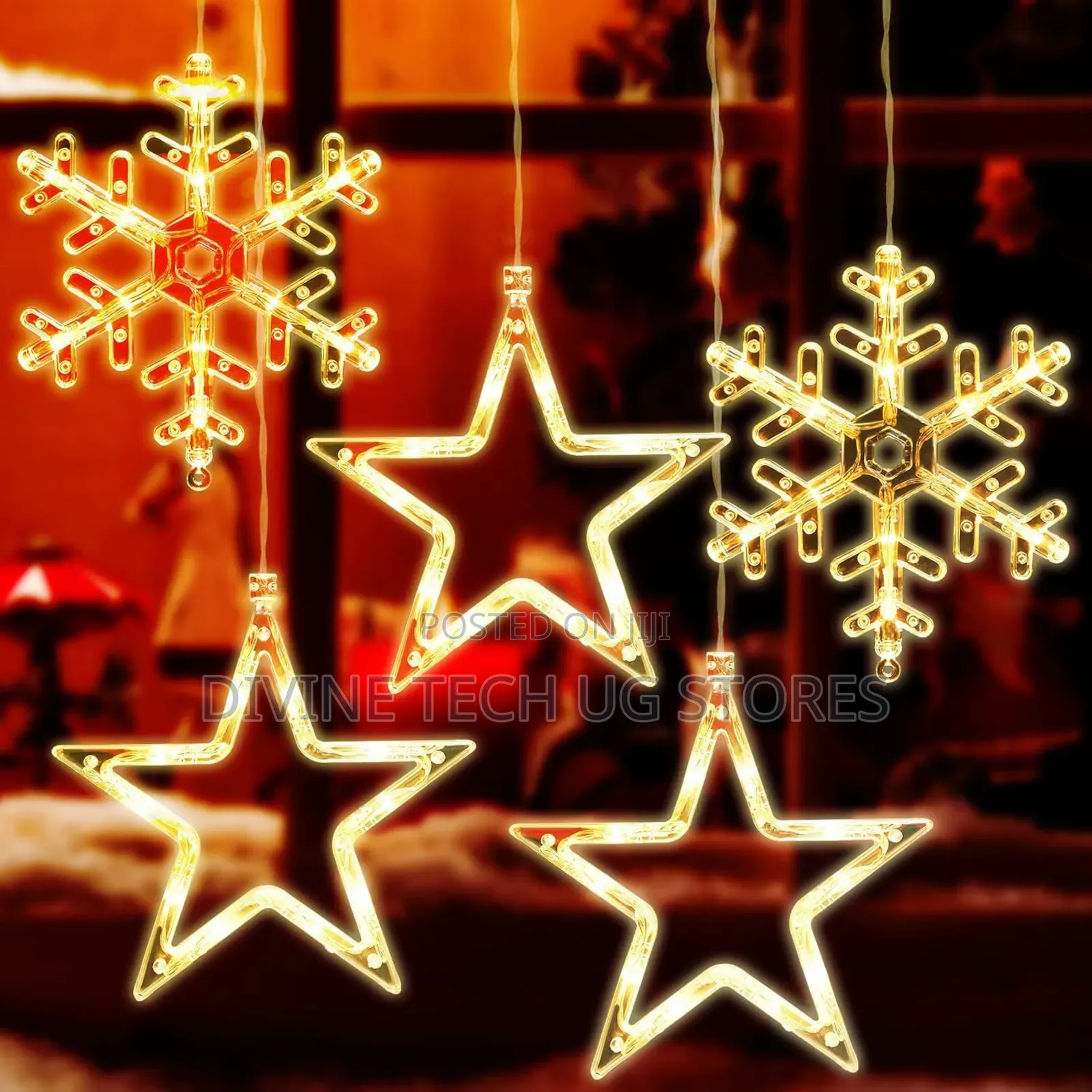 Christmas Curtain Lights( Snowflake and Stars)