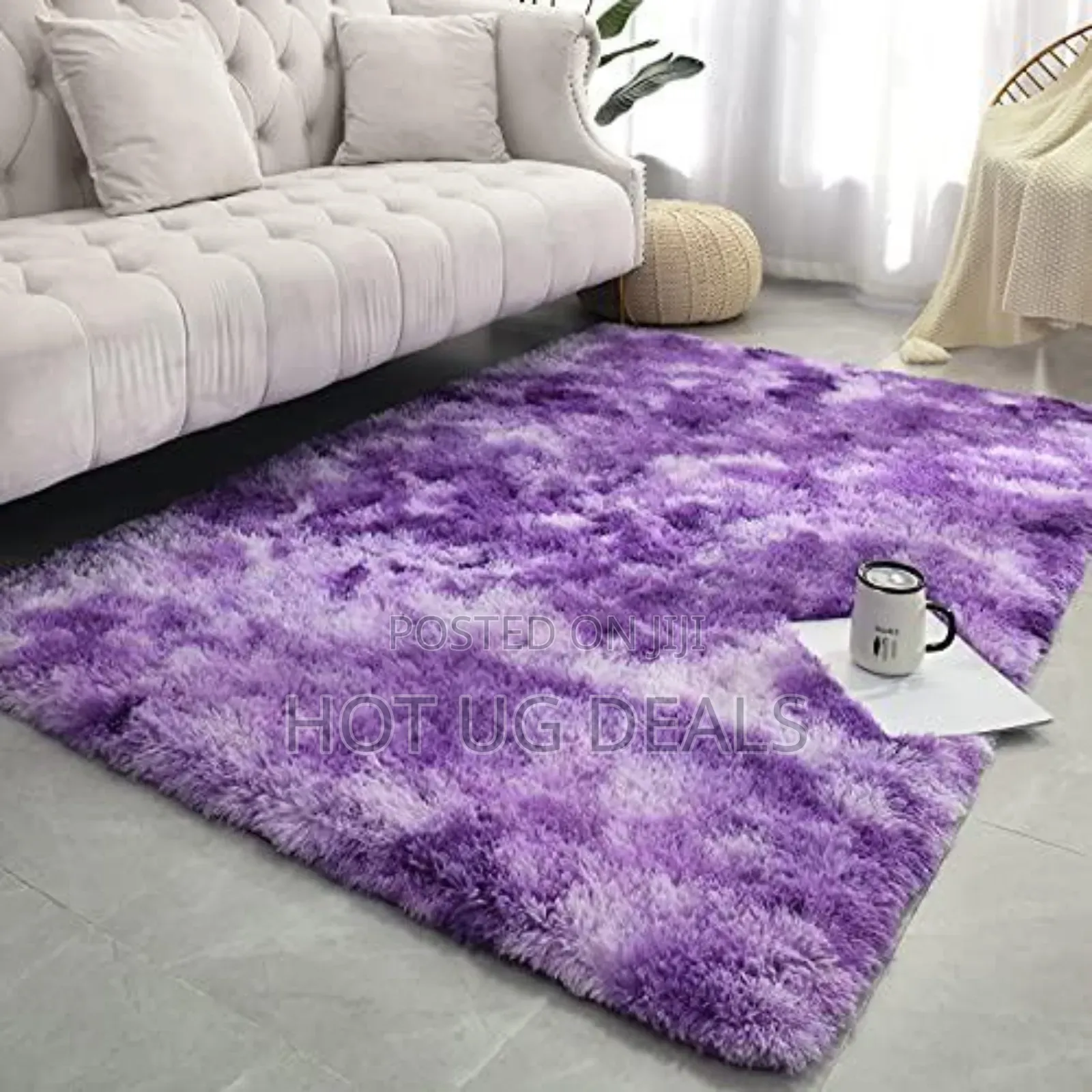 2*2.5m Furry Floor Large Carpets - Black, White