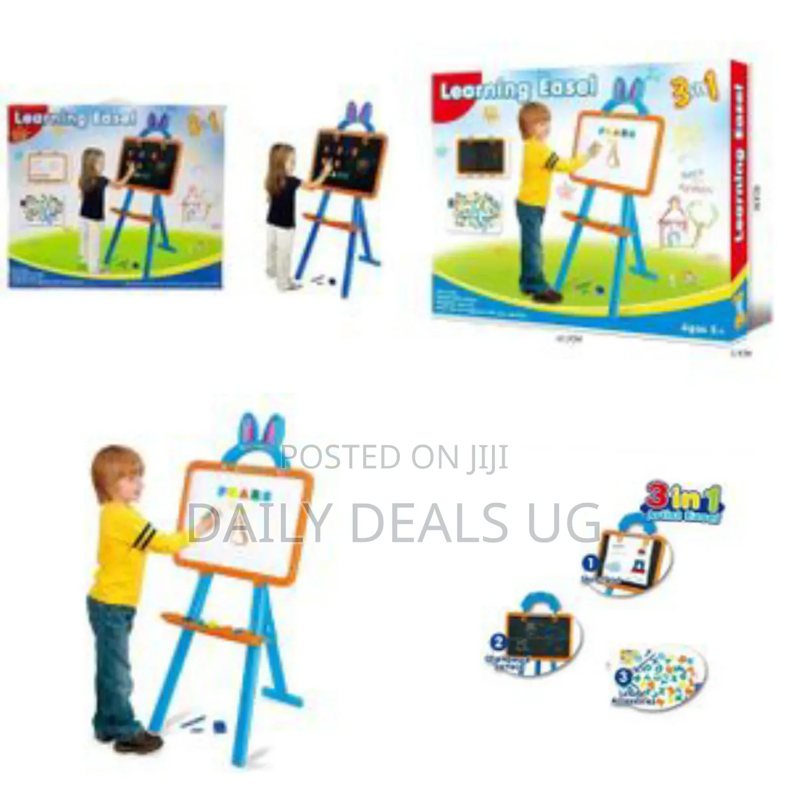 3-in-1 Learning Easel Educational Magnetic Black or White