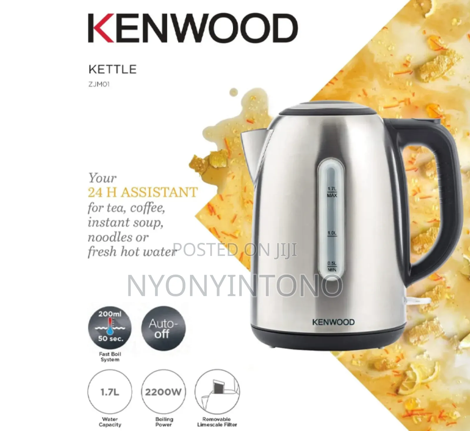 Kenwood 1.7litres Cordless Stainless Steel Kettle