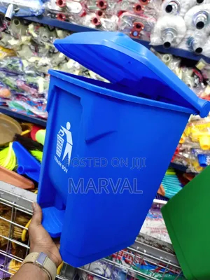 20l Blue Brooks Pedal Waste Bin, a Foot-Operated Plastic Trash Can.