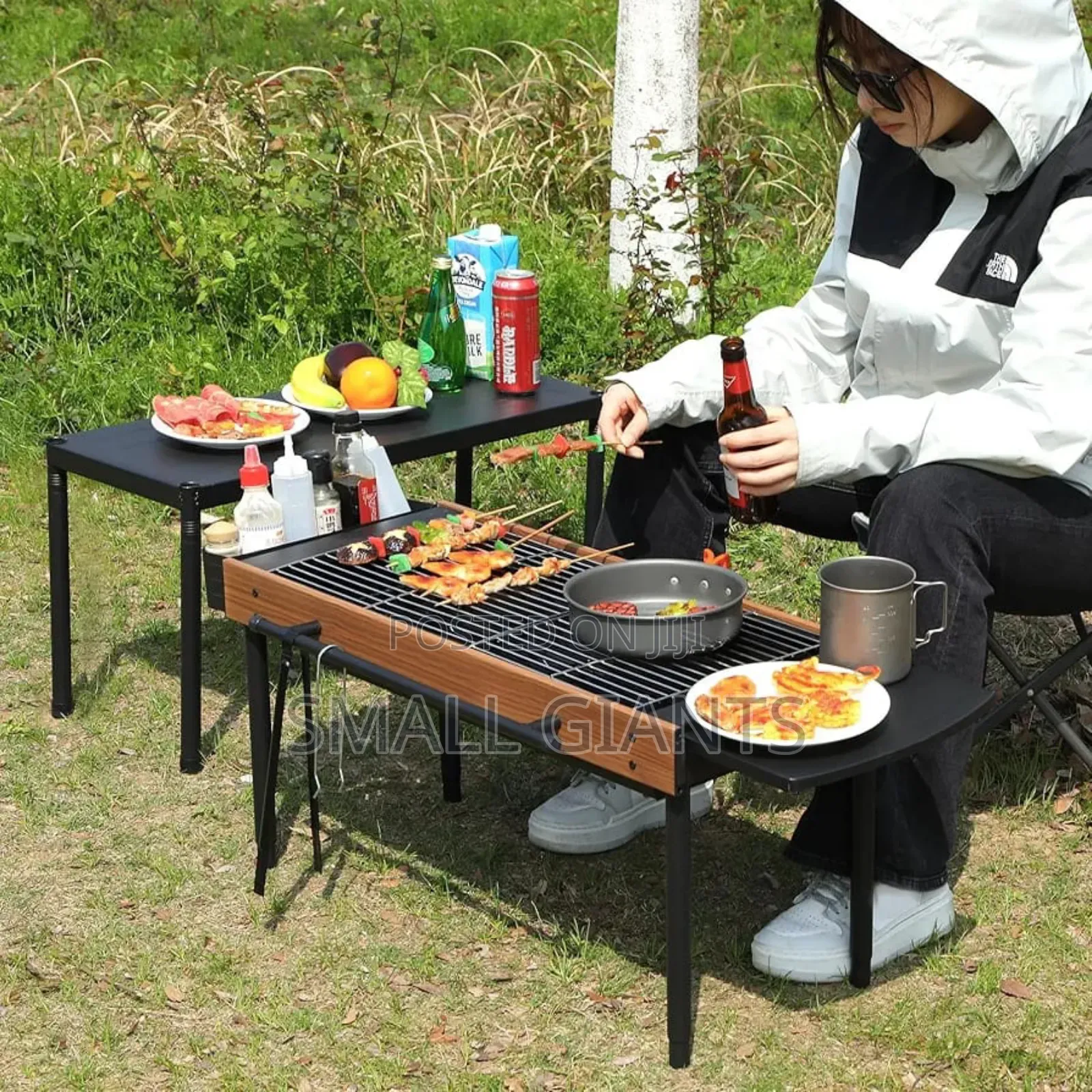 Multifunctional Camping Grill Griddle With Storage Shelf