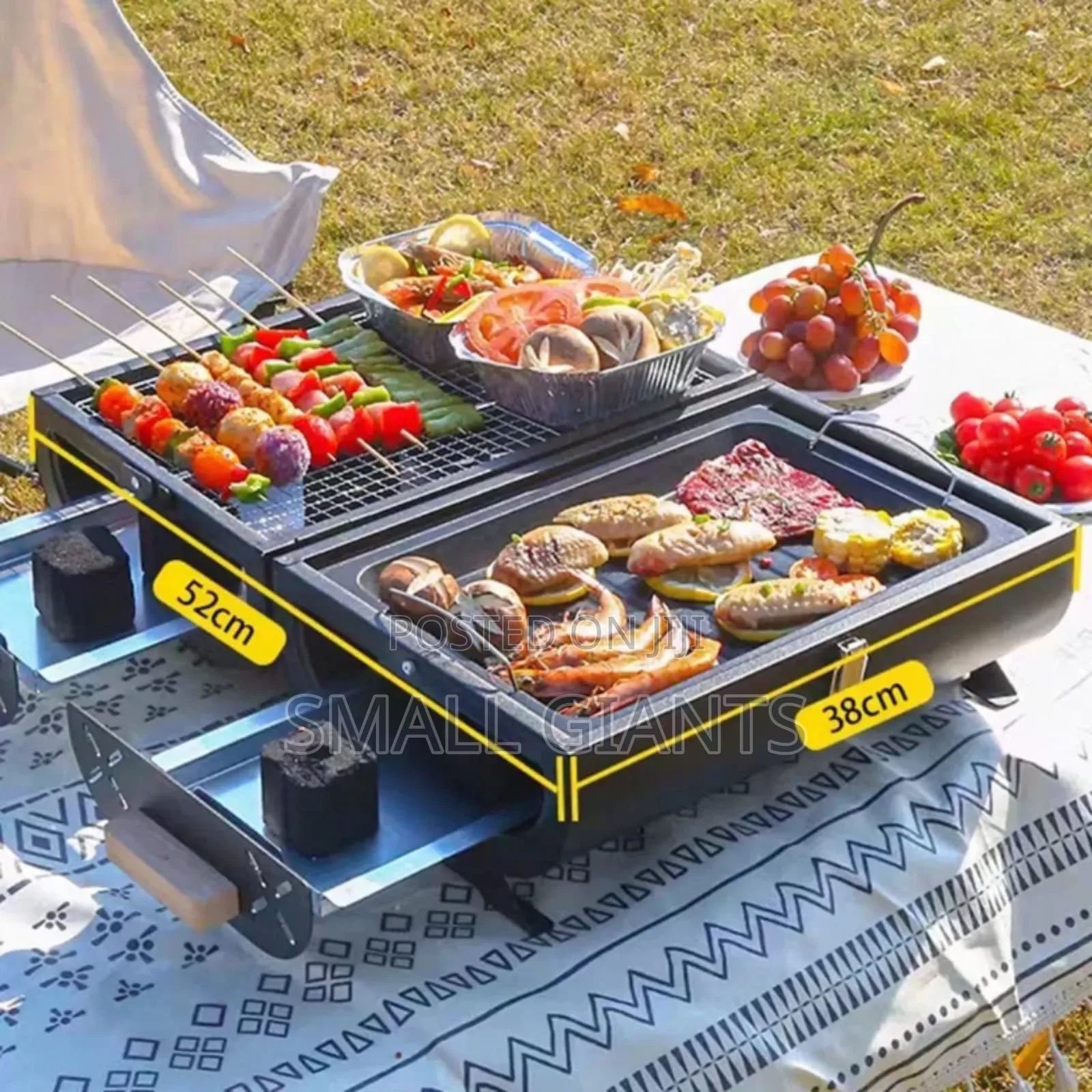 Portable, Double-Sided Charcoal Barbecue Grill