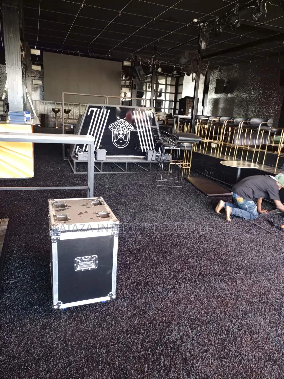 Artificial Black Grass Carpet Usable for Bars