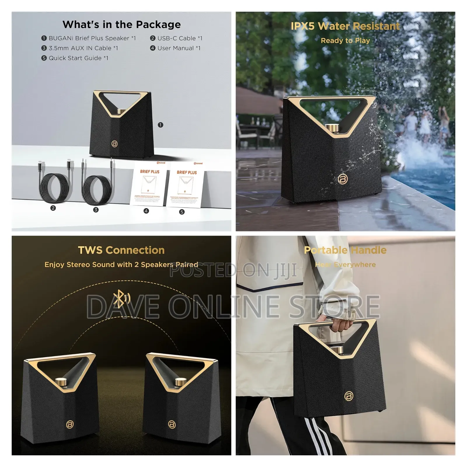 Bugani Brief Plus Portable 80w Powerful Bluetooth Speaker,
