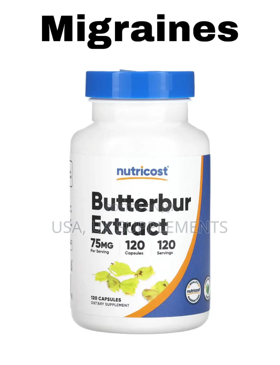 Butterbur Extract 75mg 120capsules( for Migraines) Nutricost