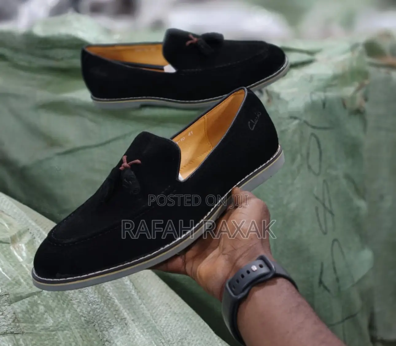Men’S Super Classic Black Clarks Suede Loafers