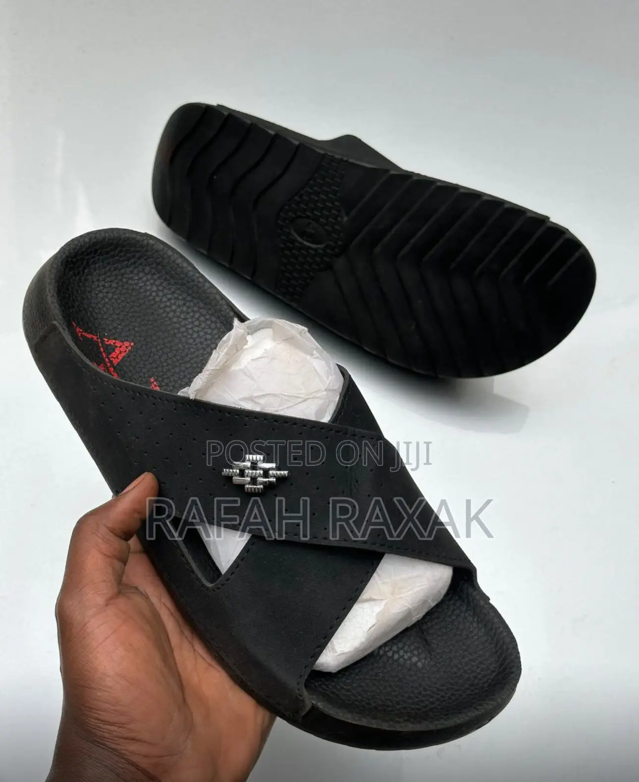 Men’S Classic Black Cross Comfortable Sandals