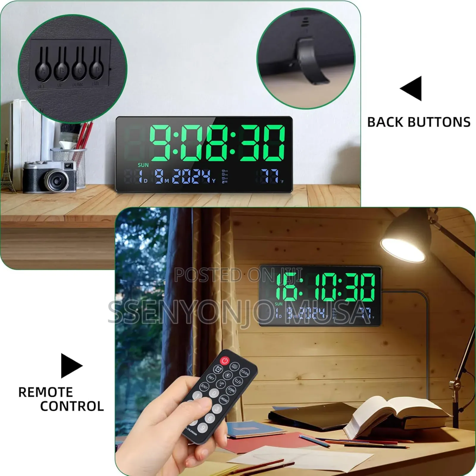 16′′ Large Digital Wall Clock With Remote Control RGB Display