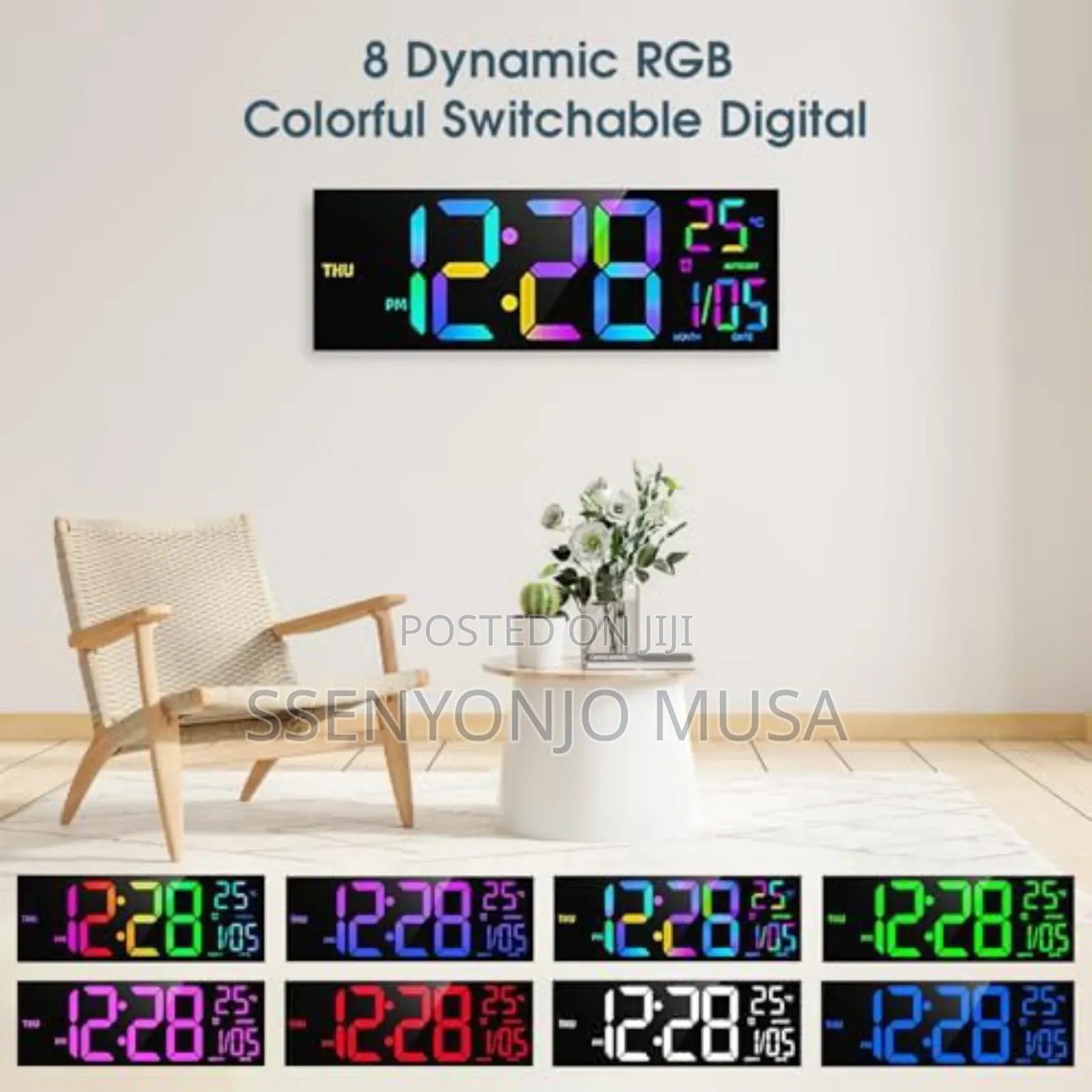 16′′ Large Digital Wall Clock With Remote Control RGB Display