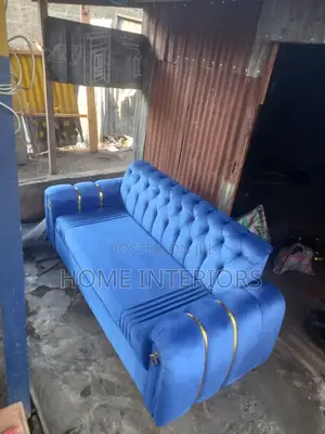 Three Sofa Seater in Blue Colour