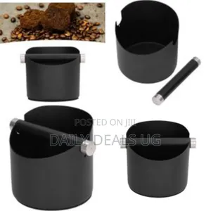Coffee Grinder Bin, Stainless Steel Coffee Knock Round Bucket Rubber