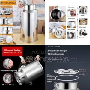 42l Stainless Steel Milk Can Canister Dairy Pot Large Bucket With Lid