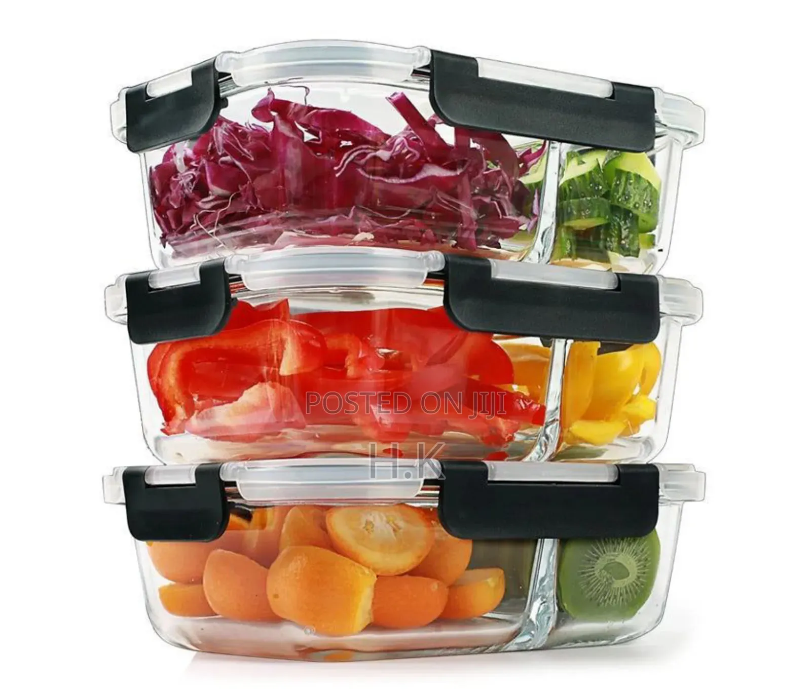 3pc Glass Food Storage Containers (1.5l Each)