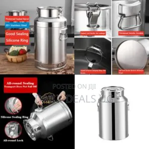 22l Stainless Steel Milk Can Canister Dairy Pot Large Bucket With Lid