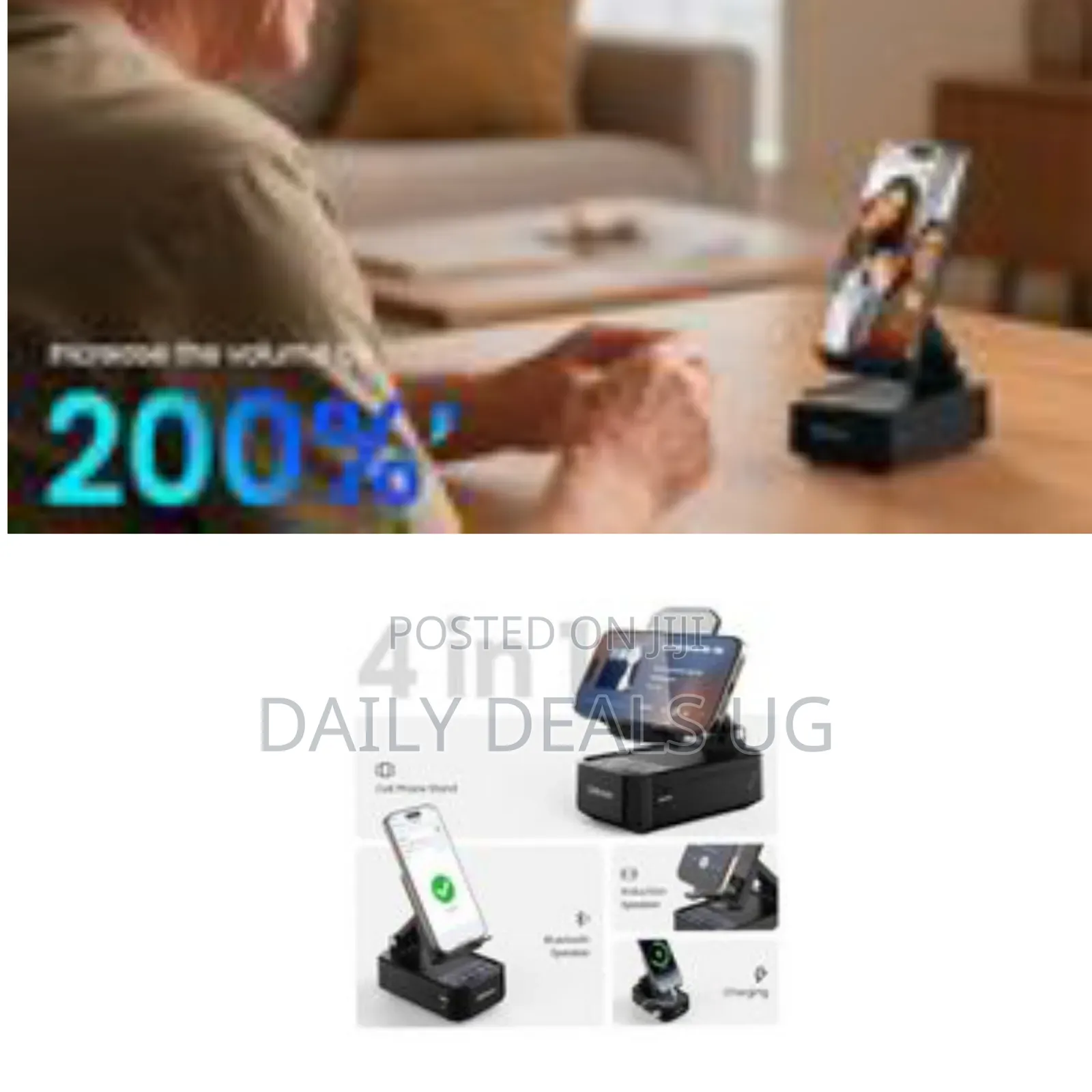 Cell Phone Stand With Instant Wireless Induction Bluetooth Speaker