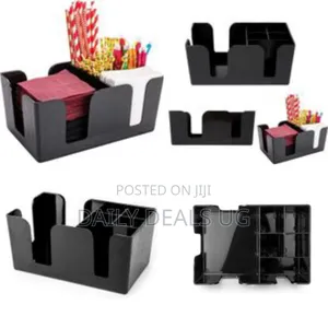 Abs Plastic Bar Napkin Utensil Caddy Organizer - 6 Compartment Case