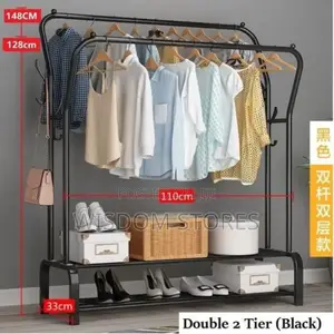 Carbon Steel Double Pole Coat Rack