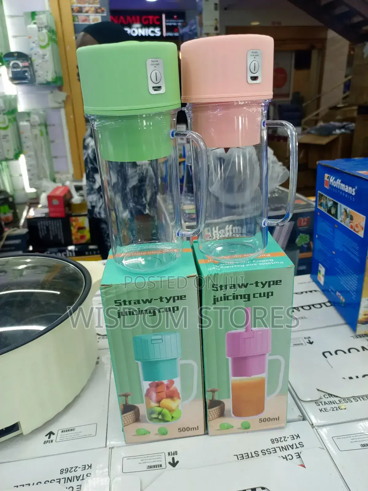 Portable, Rechargeable Straw-Type Juicing Cups