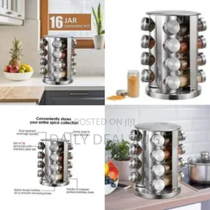 Spice Carousel Rack, Kitchen Rack With 16 Set of Spice Jars, Round