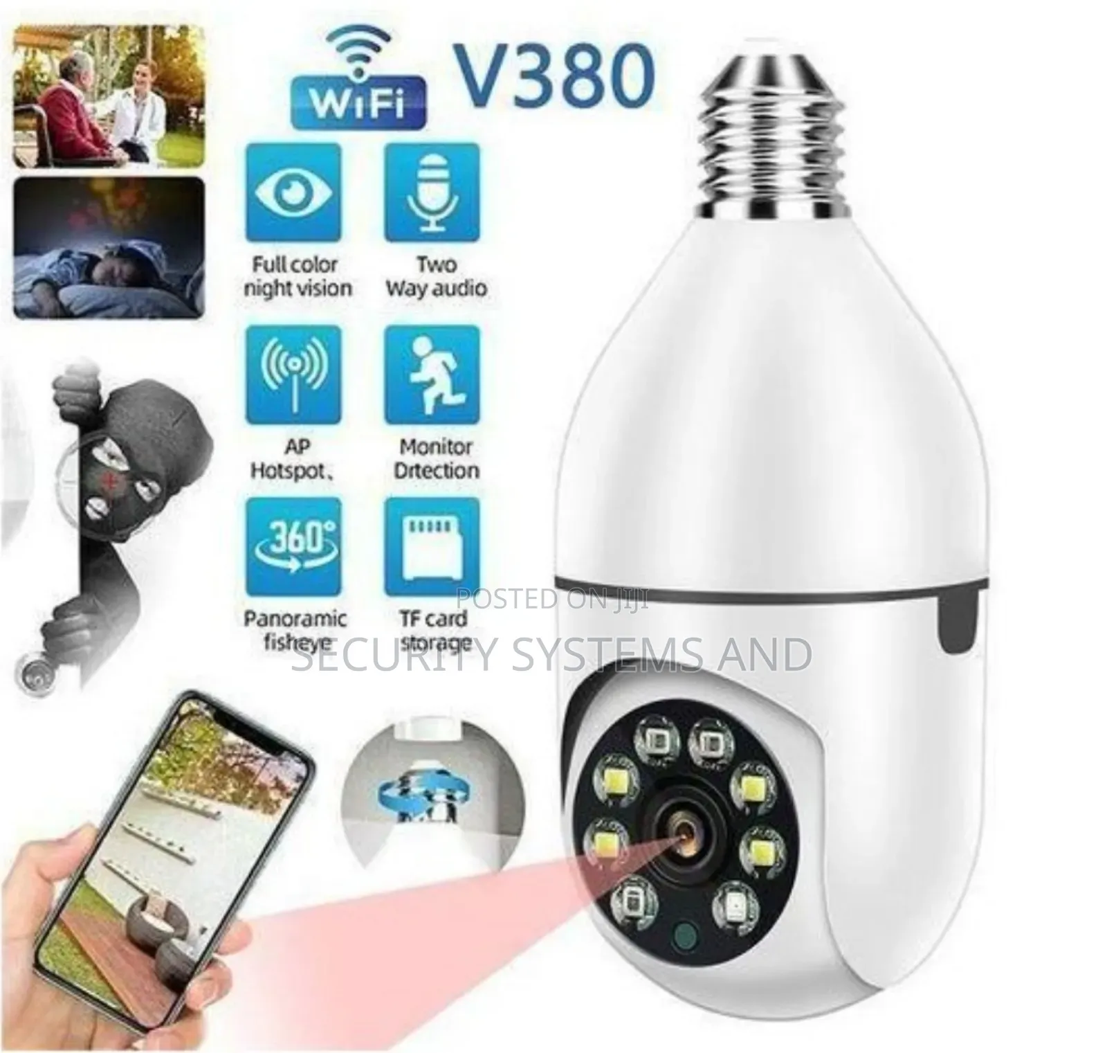 Smart Camera Light Bulb With 360° Rotation and Night Vision