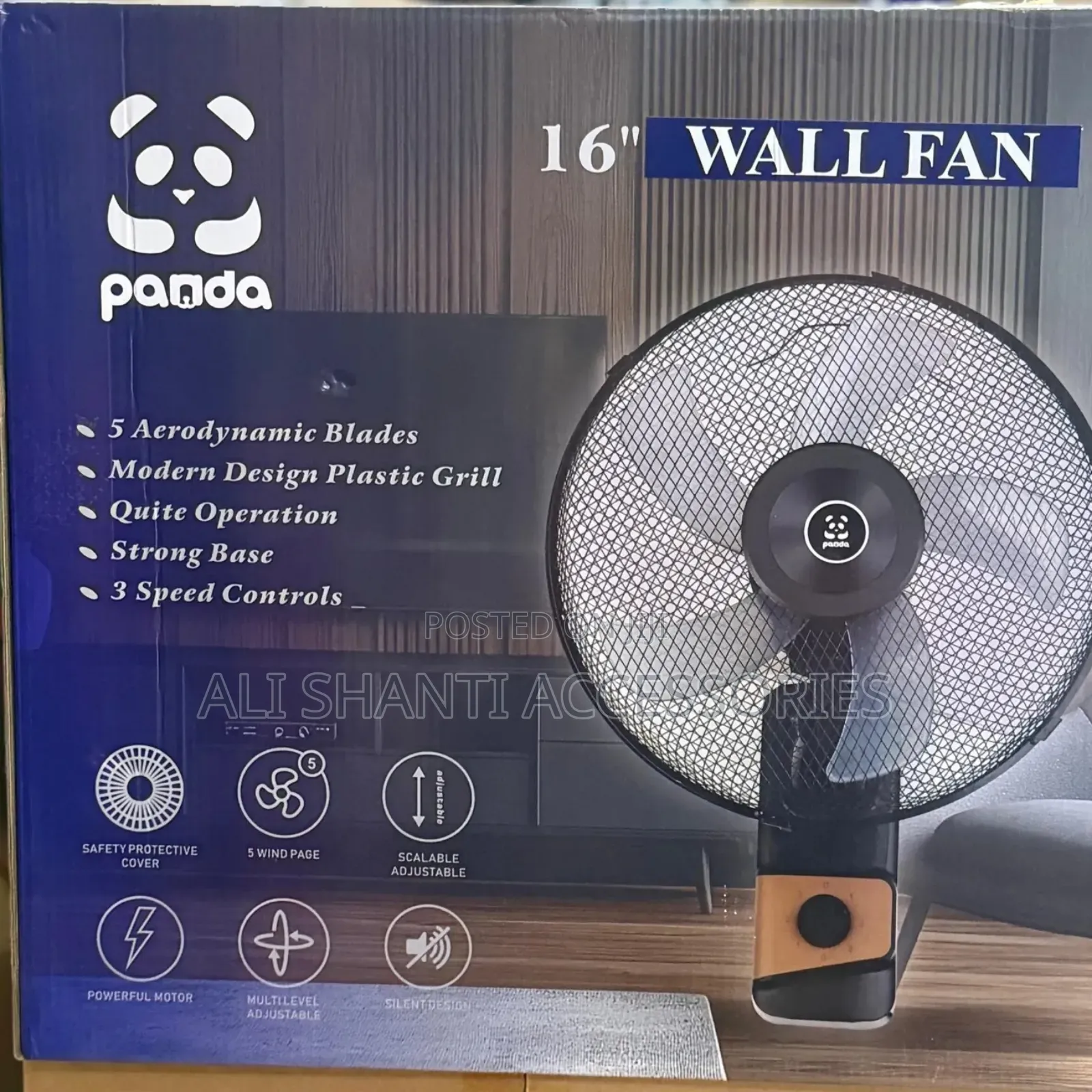 Wall Fan With 5 Blades Panda