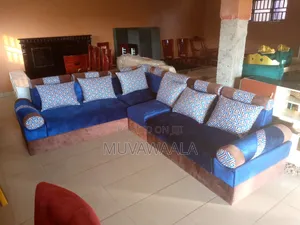 Blue L Sofa Set