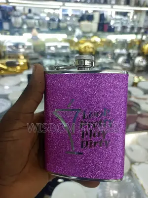 Look Pretty Play Dirty Glitter Hip Flask, 8 Oz - Hot Pink