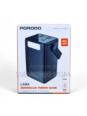 Porodo 80000mah Power Bank With Built-in Cables,Pd 20w Fast Charge
