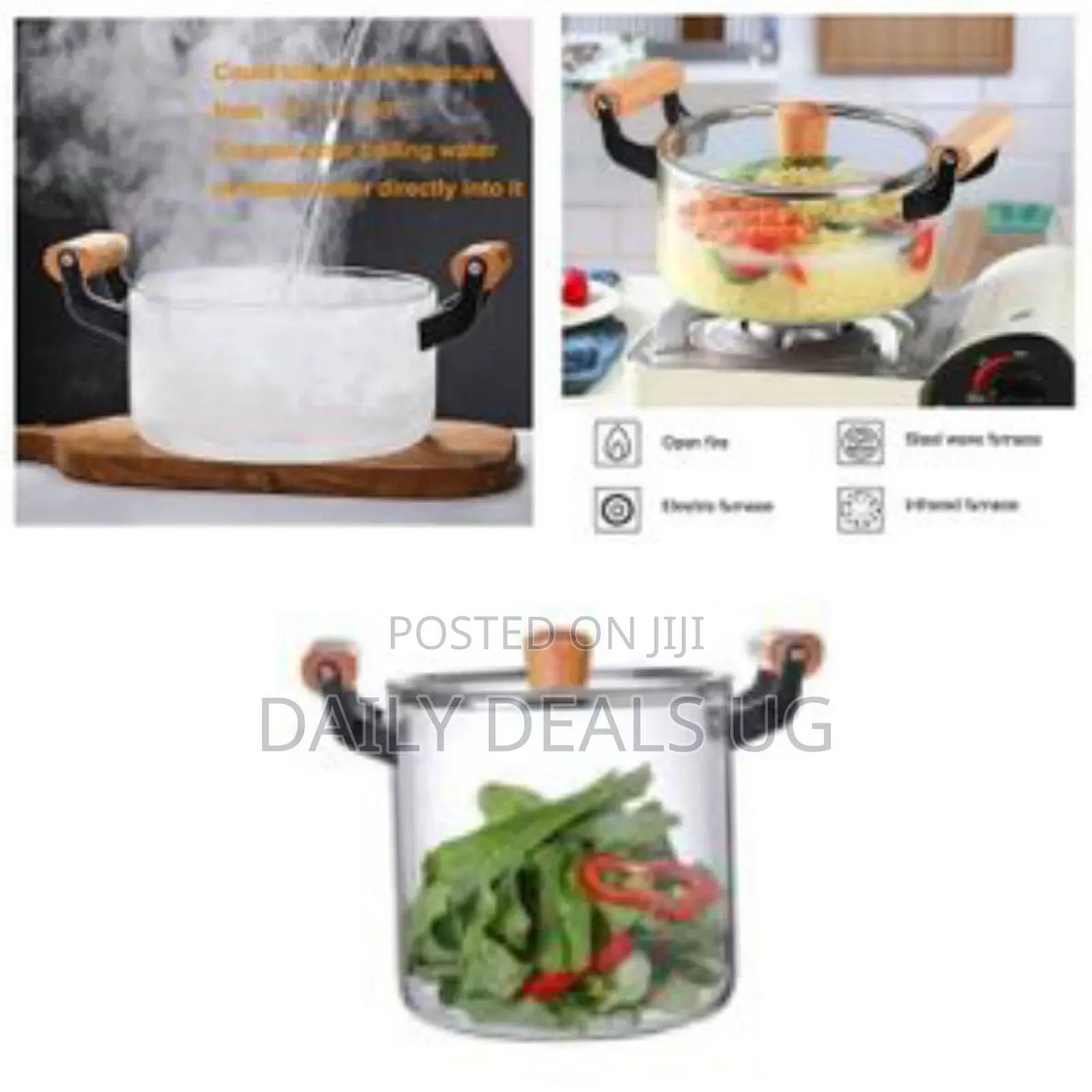 5.5litre Glass Saucepan With Lid for Cooking Glass Pot Double Handles