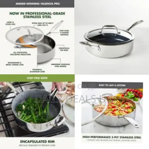 26cm Tri-Ply Stainless Steel 5qt Saute Pan With Lid, Induction Ready