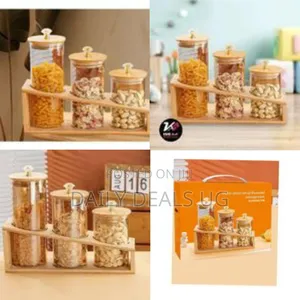 6-Piece Round Airtight Dried Fruit Tea Glass Storage Jar Canister Set