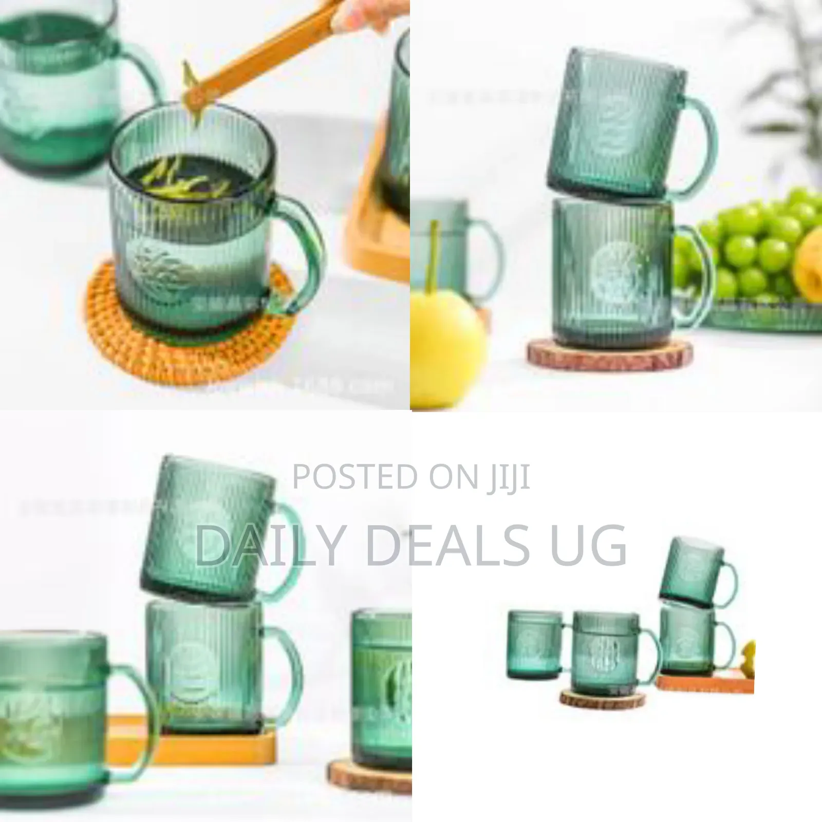 6 Pieces of Blossom Green 240ml Heat Resistant Glass Cups Coffee Tea