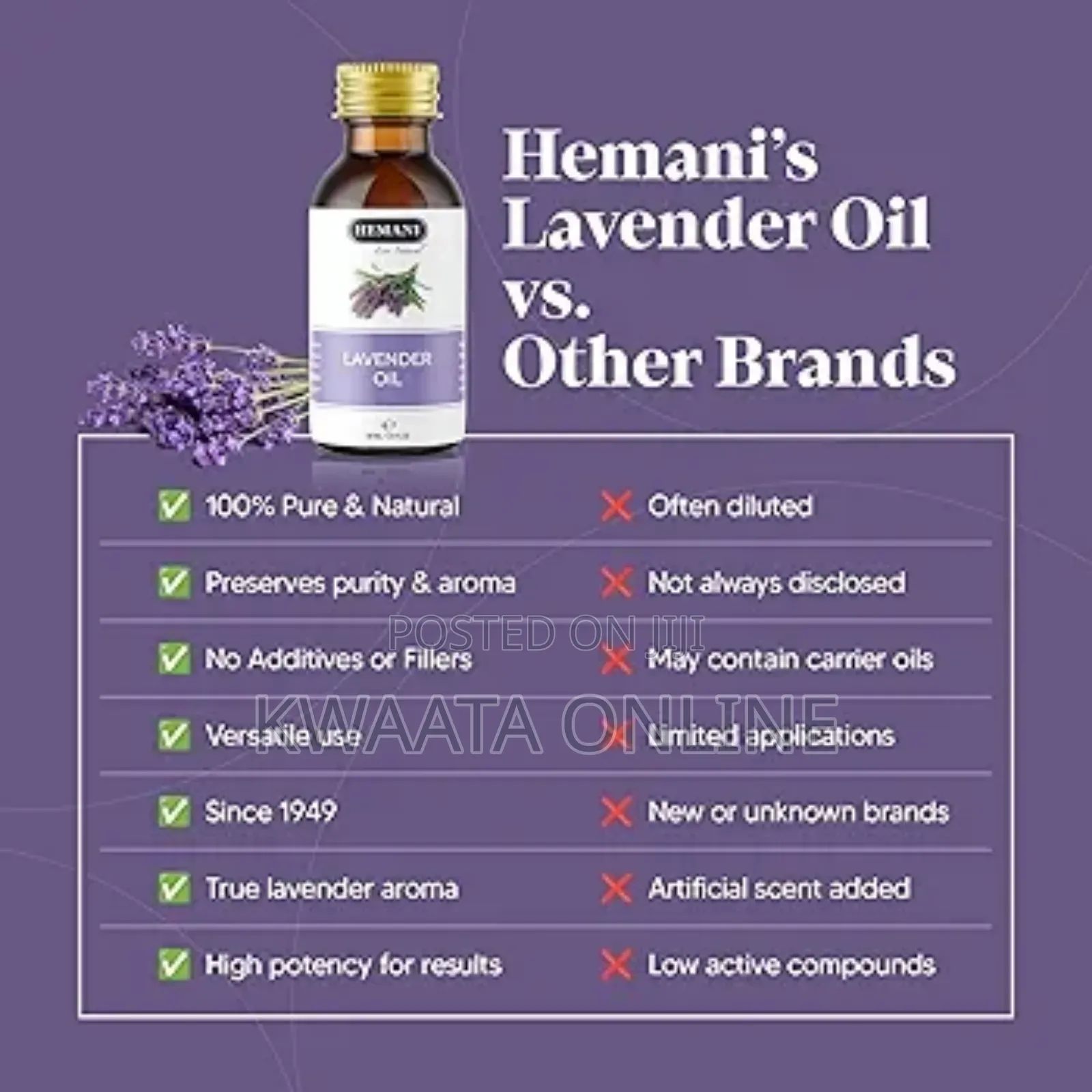 Hemani Lavender Oil 30ml Natural Relaxation Calming Essential Oil