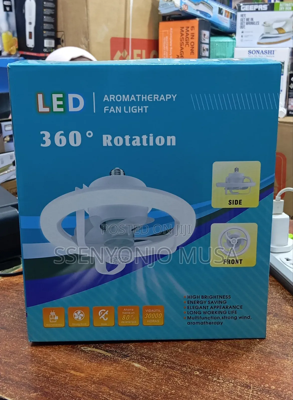 Smart Ceiling Fan Rgb Led Light E27 With Remote Control –360° Rotating