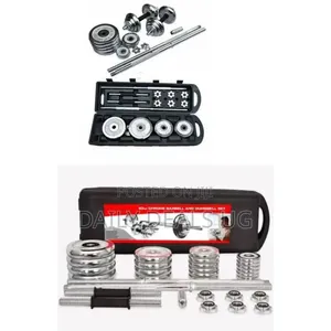 An Adjustable 50kg Chrome Barbell and Dumbbell Set With Astorage Case