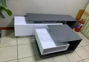 Center Table White and Black and Tv Stand Unit