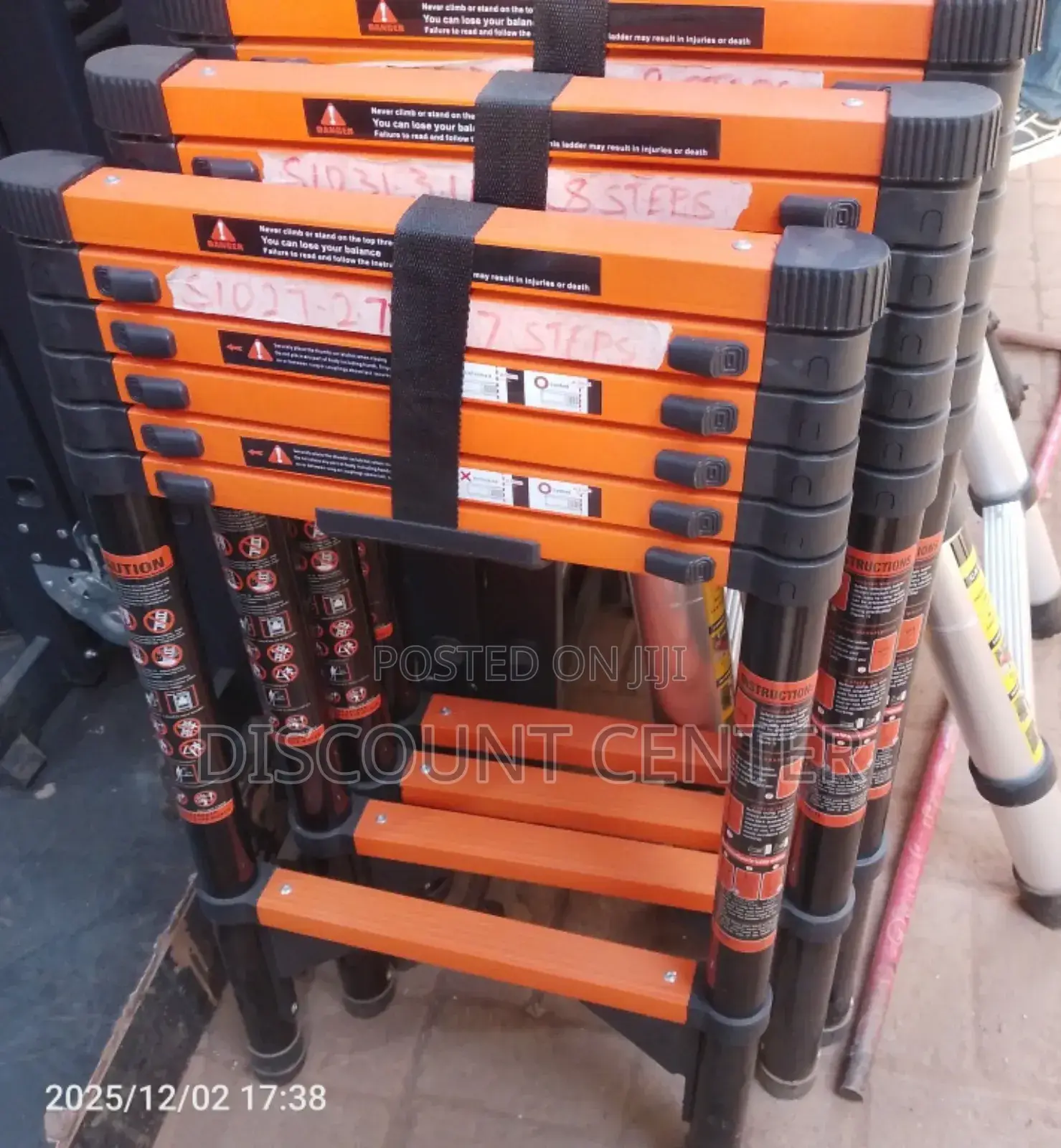 Telescopic Ladder 7 Steps Orange Metallic 2.7meters
