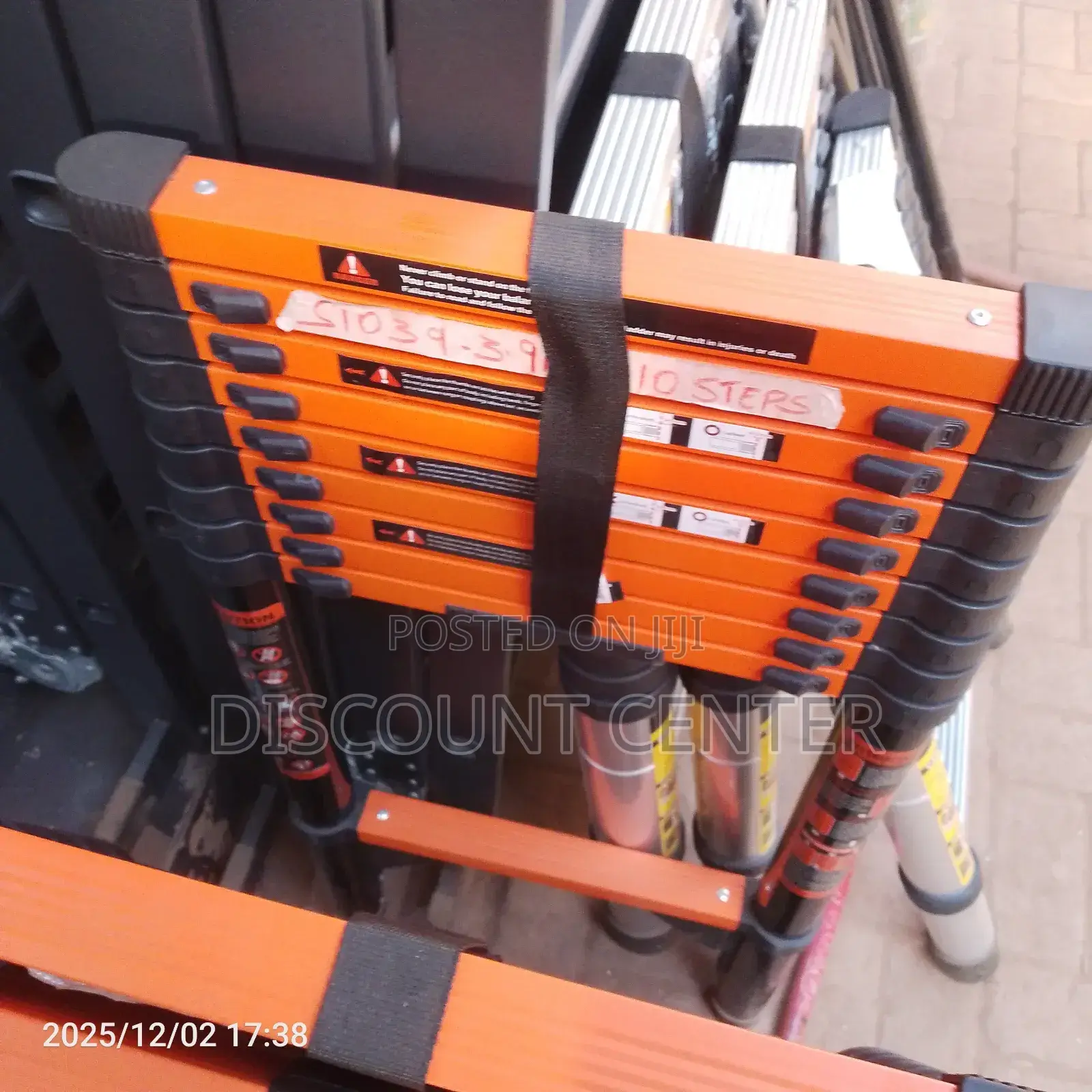 Telescopic Ladder 10steps Orange 3.9meters