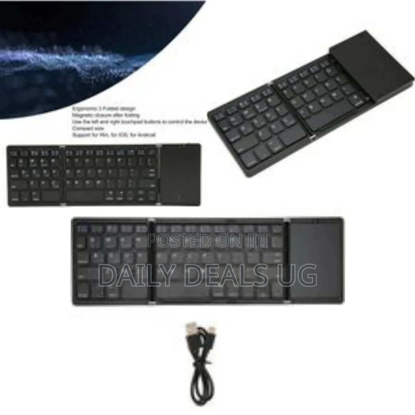 Foldable Bluetooth Keyboard With Touchpad - Multicolor
