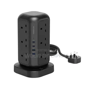 Powerology 35w Socket Tower With 15w Wireless Charger, 12 Uk Sockets
