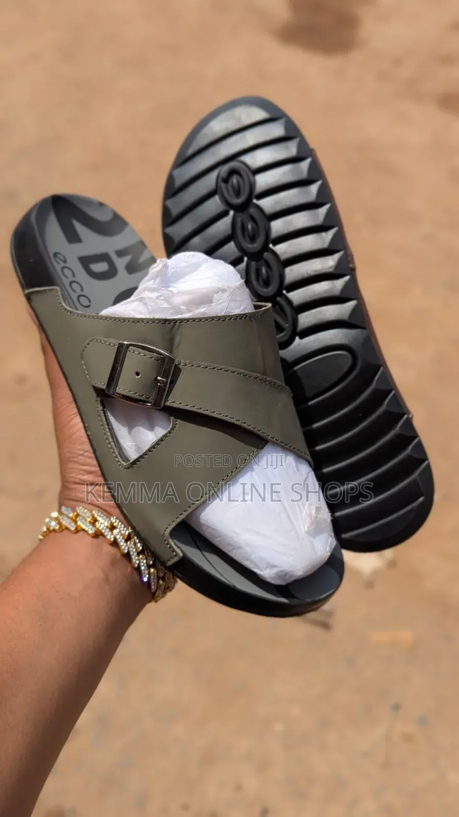 Leather Strap Slipon Unisex Sandals