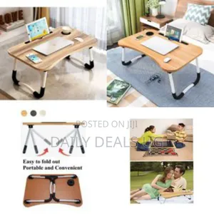 Portable Folding Laptop Desk With Tablet Slot and Cup Holder