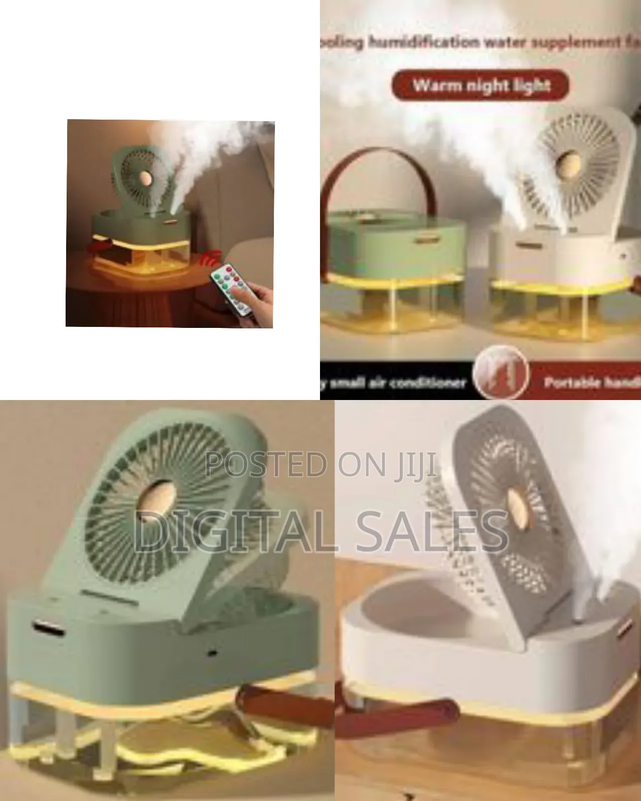 3-in-1 Smart Desktop Cooling Fan With Humidifier Led Night Light