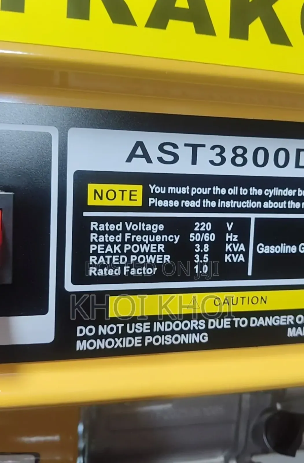 Gasoline Generator Astrakoera 3.8kva