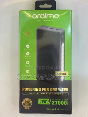 Oraimo Traveler 3 Lit 27000mah 15w Power Bank With 160hrs Led Torch