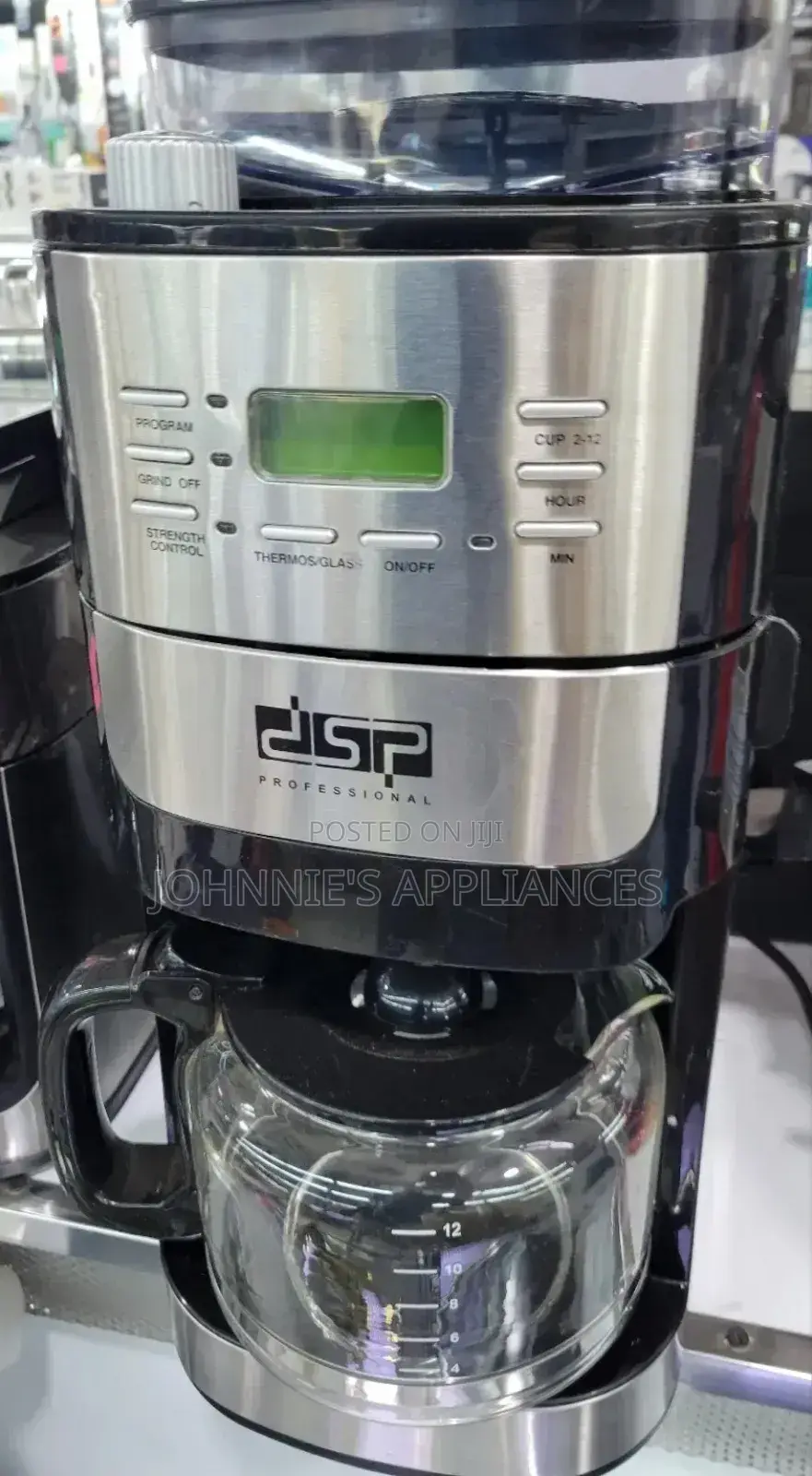 DSP Professional Coffee Maker With Built-in Grinder – 12-Cup Programma