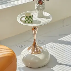 Modern Pedestal Side Table – Small Round Metal Accent End Table