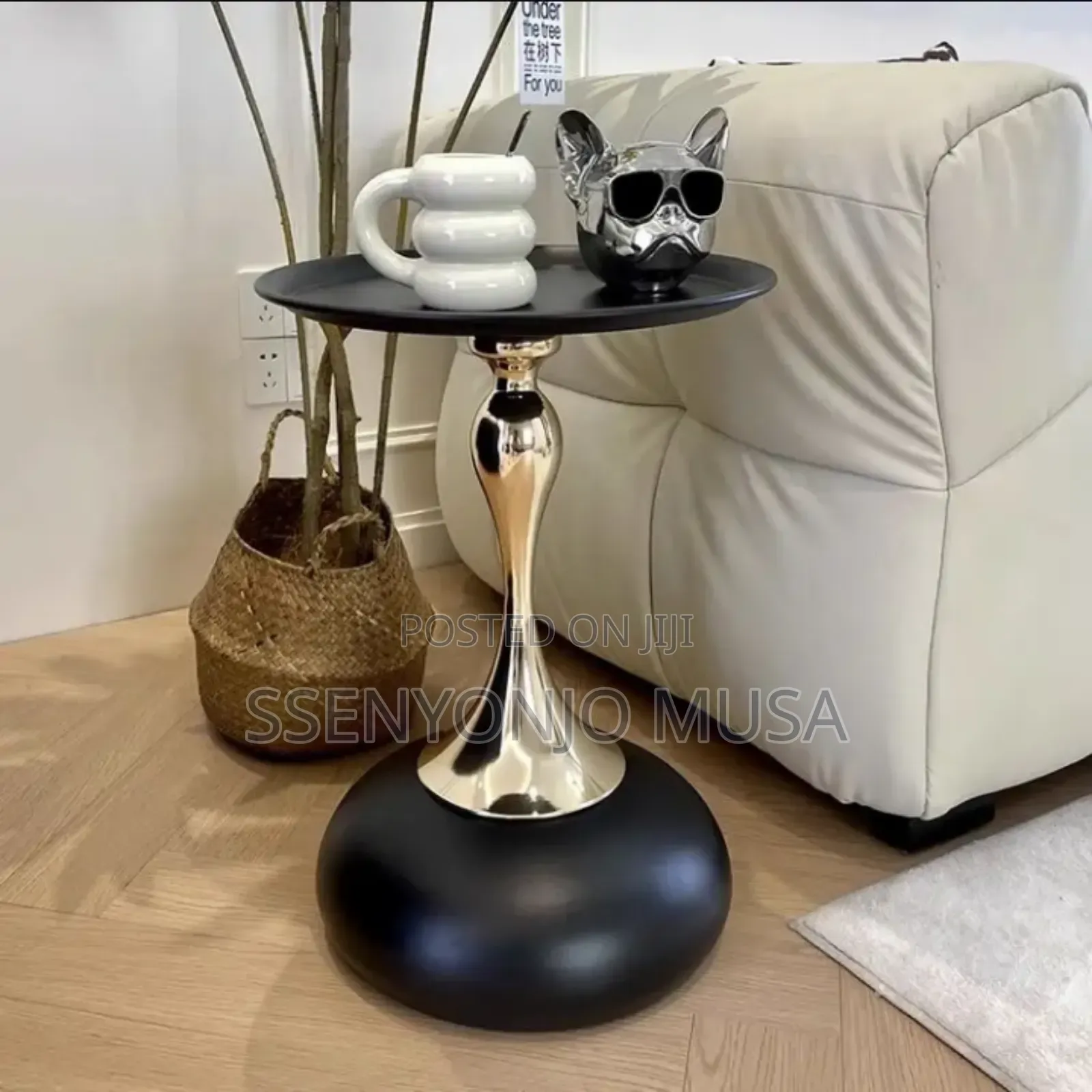 Modern Pedestal Side Table – Small Round Metal Accent End Table