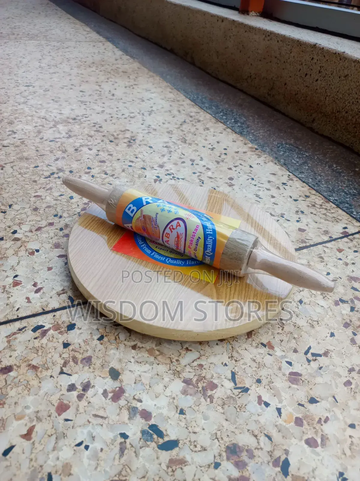 Wooden Chapati Rolling Board and Rolling Pin Set